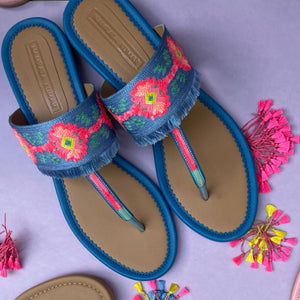 Blue Carmen Thong Sandals