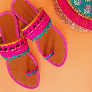 Pink Jacquard Sandals