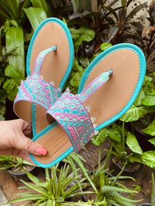 Blue Carmen Thong Sandals